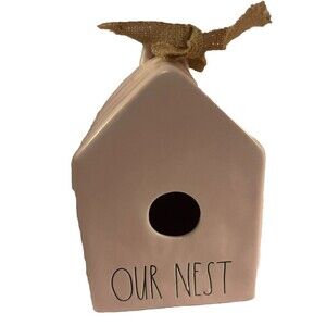 RAE DUNN NEST Baby Pink Birdhouse Square Artisan Collection kitchen Decor. READ